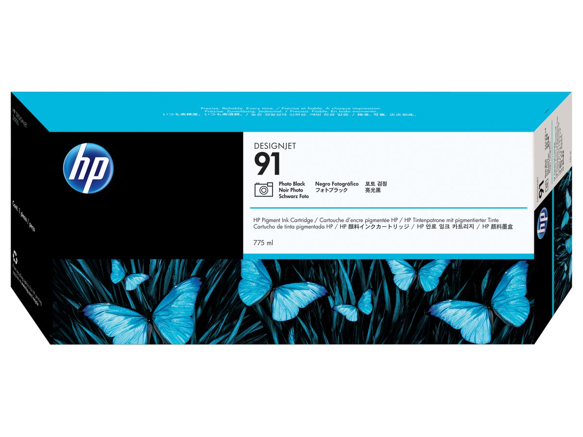 HP 91 775-ml Photo Black DesignJet Pigment Ink Cartridge
