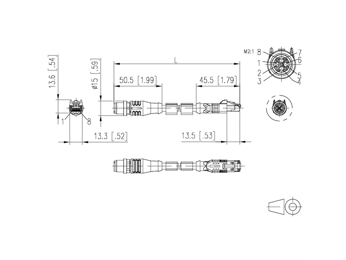 METZ CONNECT Verbindungsleitung M12 ST-RJ45 ST, 8-pol X-kodiert, gerade-gerade, 1 m