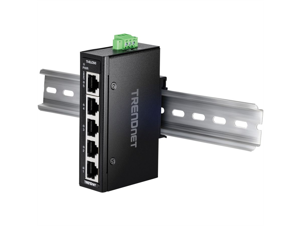 TRENDnet TI-ELC50 5-Port Ethernet Mini Switch Industrial DIN-Rail