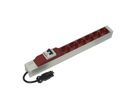 SCHROFF Socket Strip, UTE, With Wieland® Input, 6 Sockets, 19", Red, With Overcurrent Protection