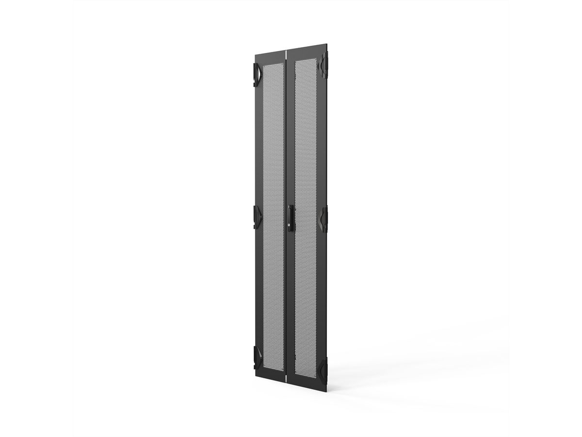 SCHROFF Varistar CP Double Steel Door, Perforated, 3-Point Locking, RAL 7021, 42 U, 2000H, 600W