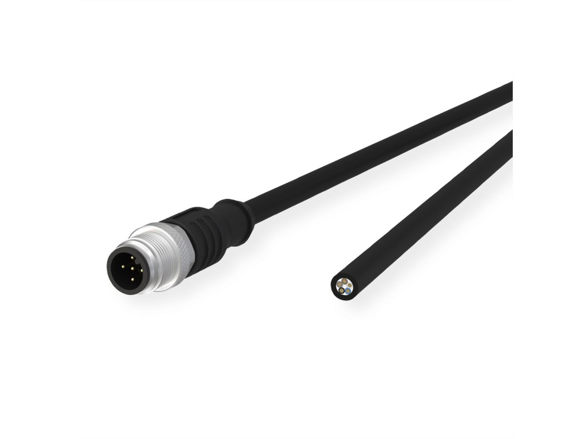METZ CONNECT M12 sensor-/actuatorkabel, A-gecodeerd, M12 rechte stekker - vrij kabeleinde, onafgeschermd, 5-pins, PUR , 2 m