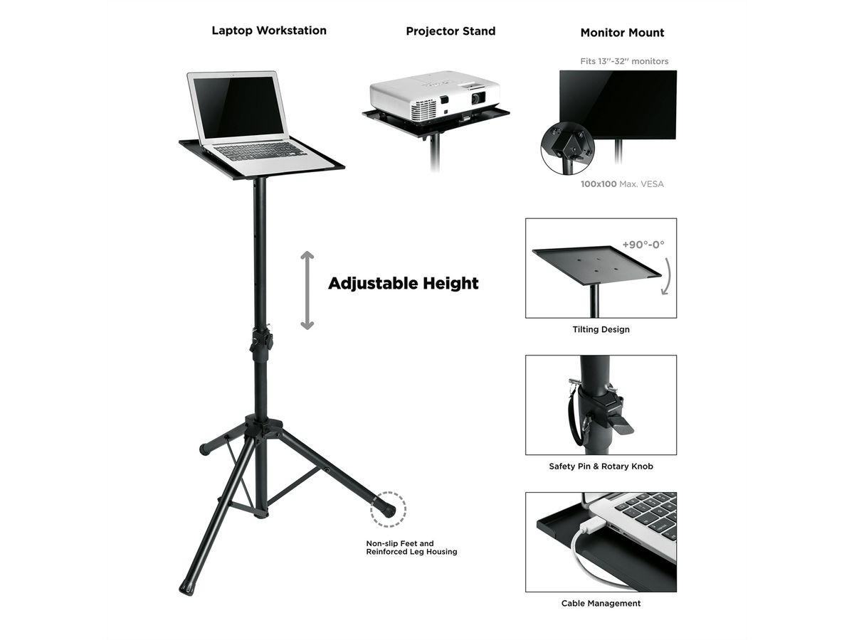 VALUE height Adjustable Multi-Purpose Tripod Stand, black