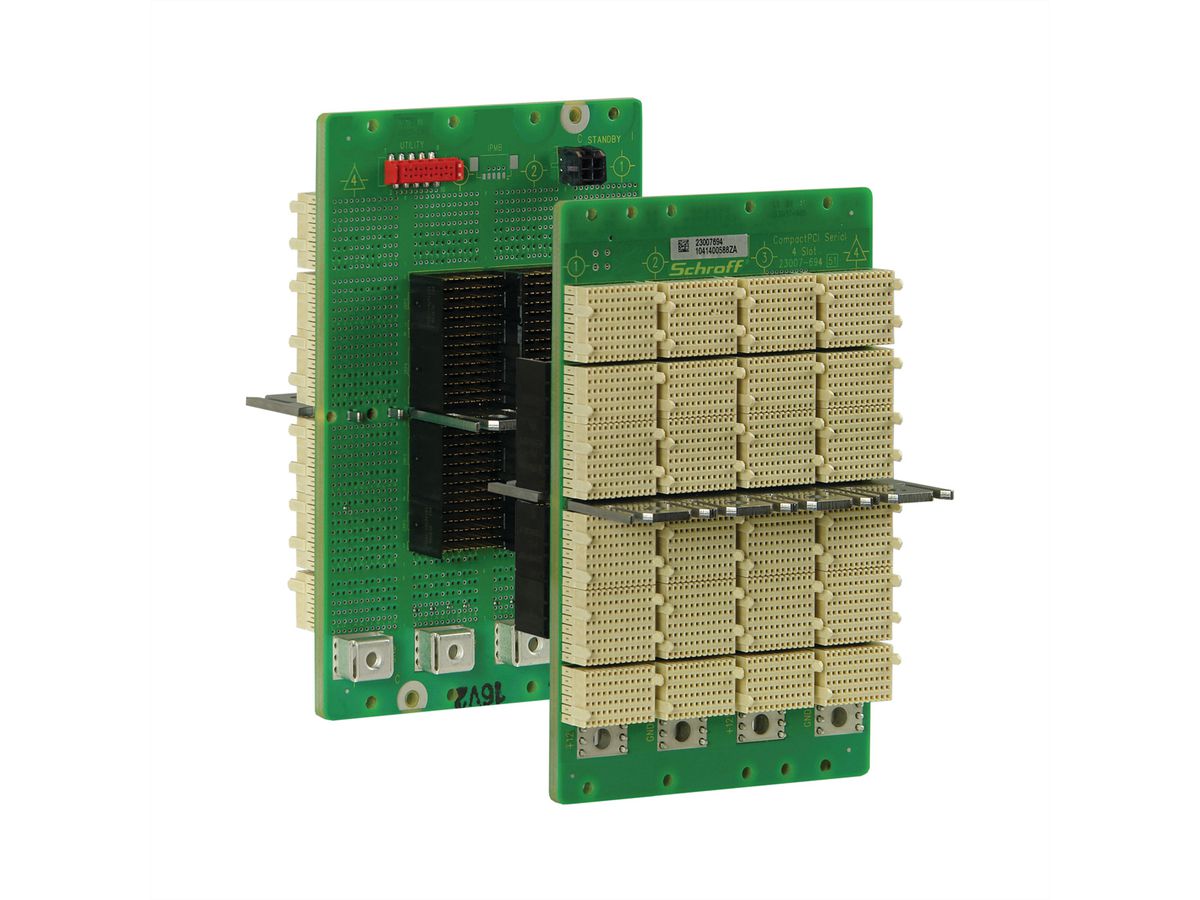 SCHROFF CPCI Serial Backplane, 3 U, 4 Slot, System Slot Right, Full-Mesh, With RIO