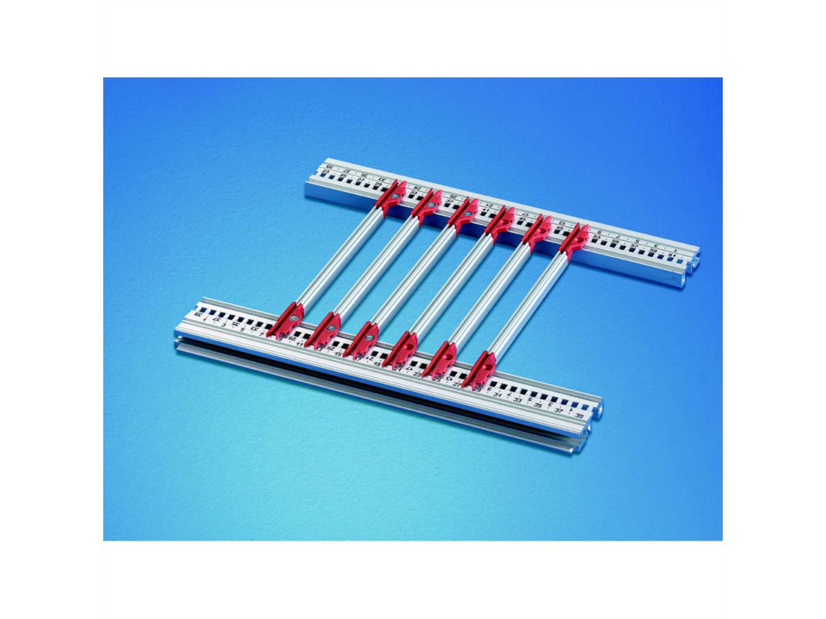 SCHROFF Guide Rail End Piece, 4.4" PCB  Type, Groove Width 2 mm, Red
