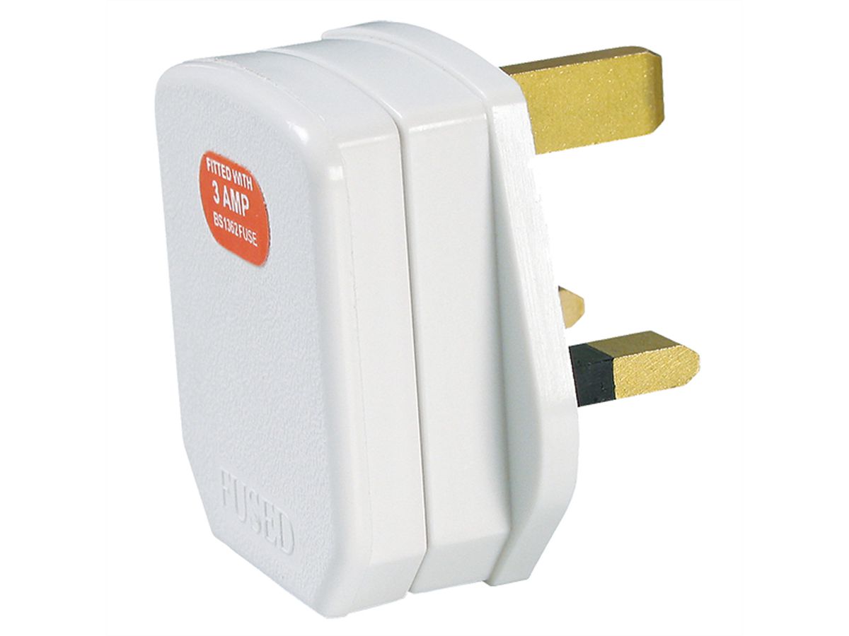 BACHMANN safety plug, England UK 13A / 250V white, 13A fuse