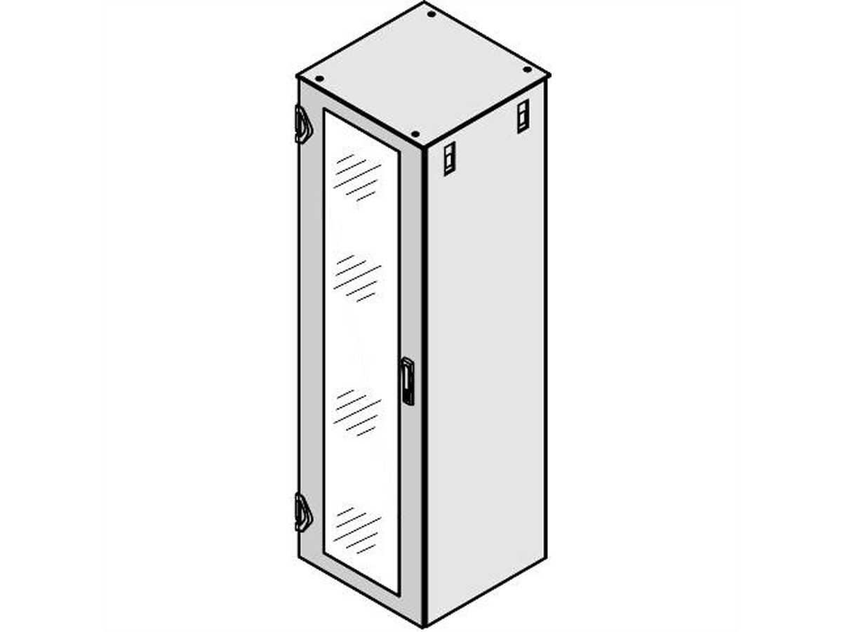 SCHROFF Varistar Glazed Door, IP 20, With Single Point Locking, RAL 7021, 1600H 600W