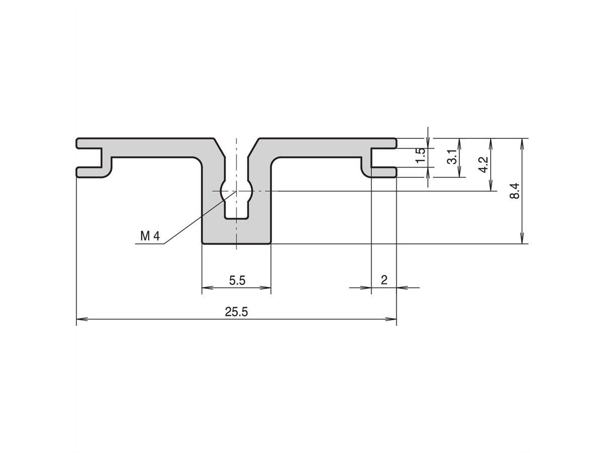 SCHROFF horizontale rail achteraan, type AB voor I/O-units achteraan, met uitsparing, 84 HP