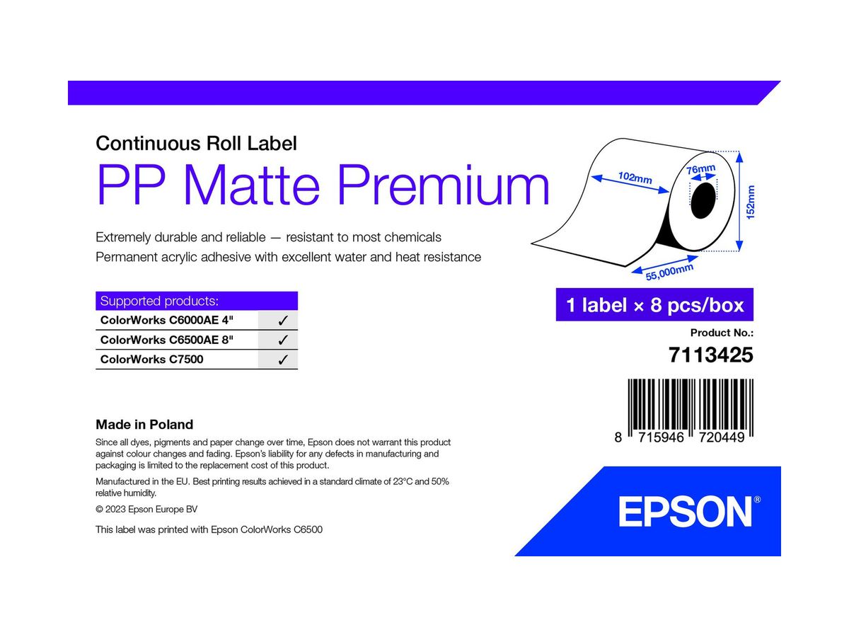 Epson 7113425 printer label White Self-adhesive printer label