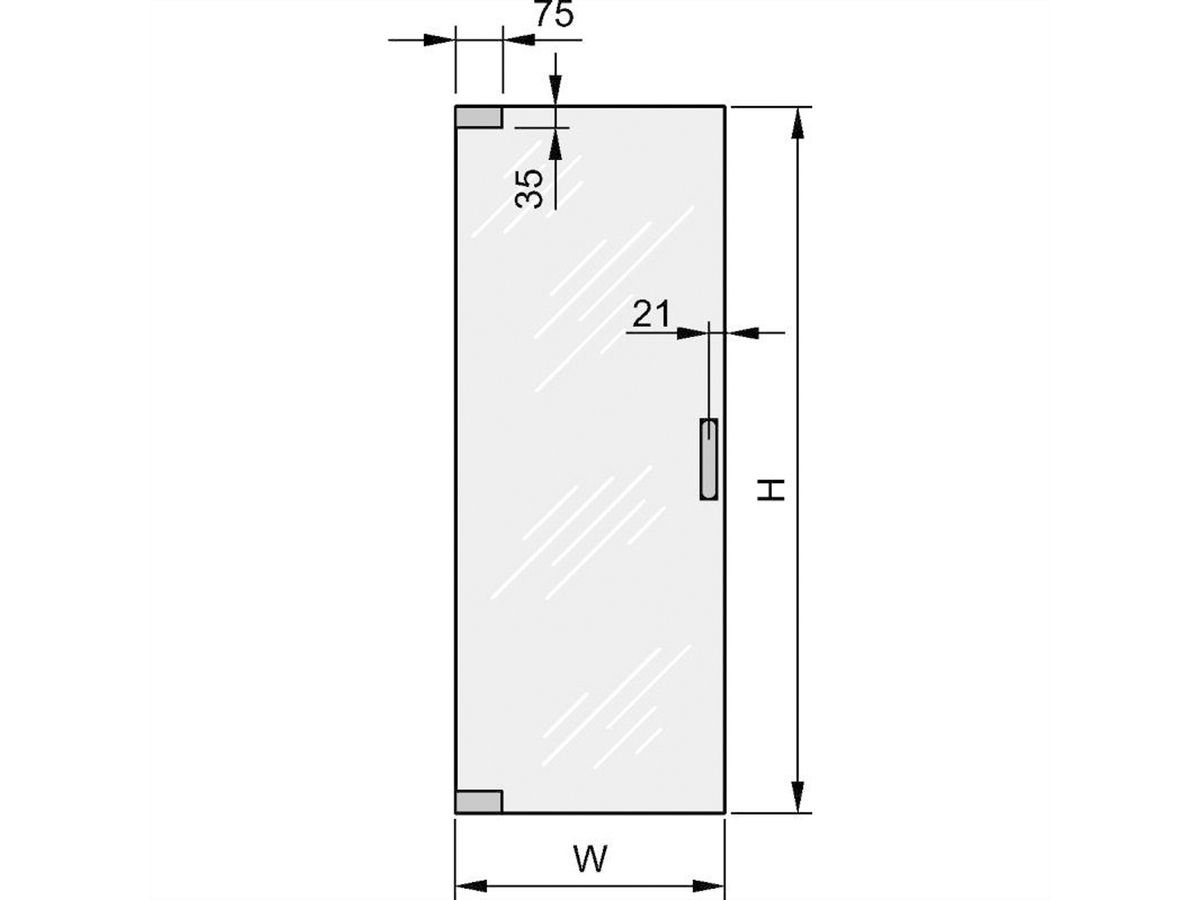 SCHROFF Eurorack Glass Door, 180° Opening Angle, 47 U 600W