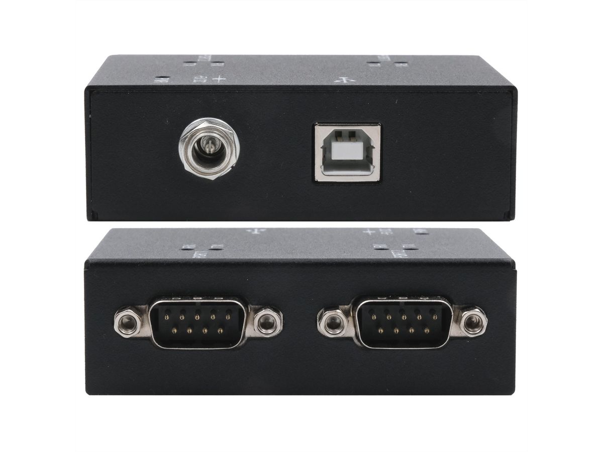 EXSYS EX-13072HM USB 2.0 naar 2 x seriële RS-232 poorten metalen behuizing FTDI chipset