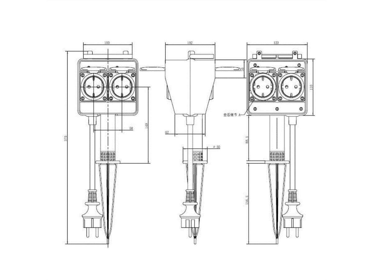 BACHMANN garden socket outlet with earth spike