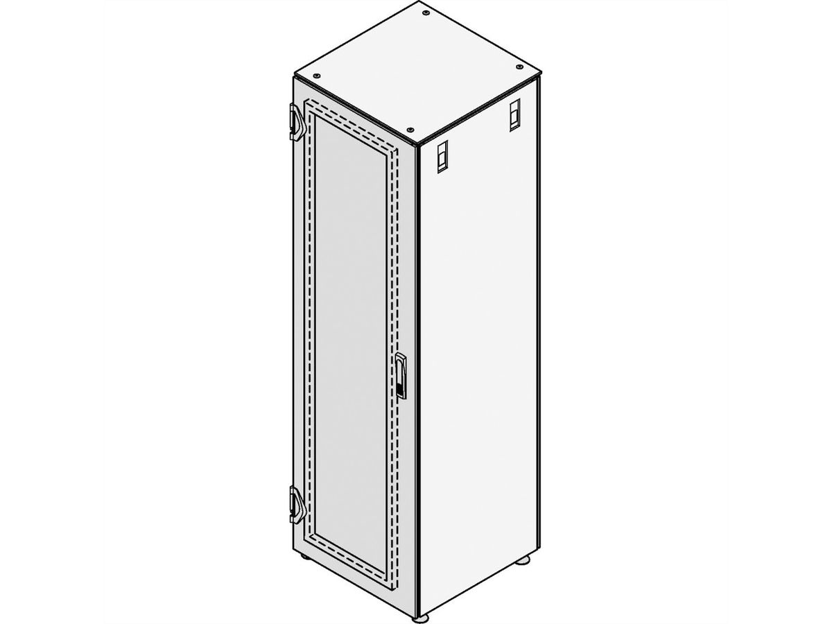 SCHROFF Varistar deur met montageframe, IP 20, 1-punts vergrendeling, RAL 7021, 1200H 600W