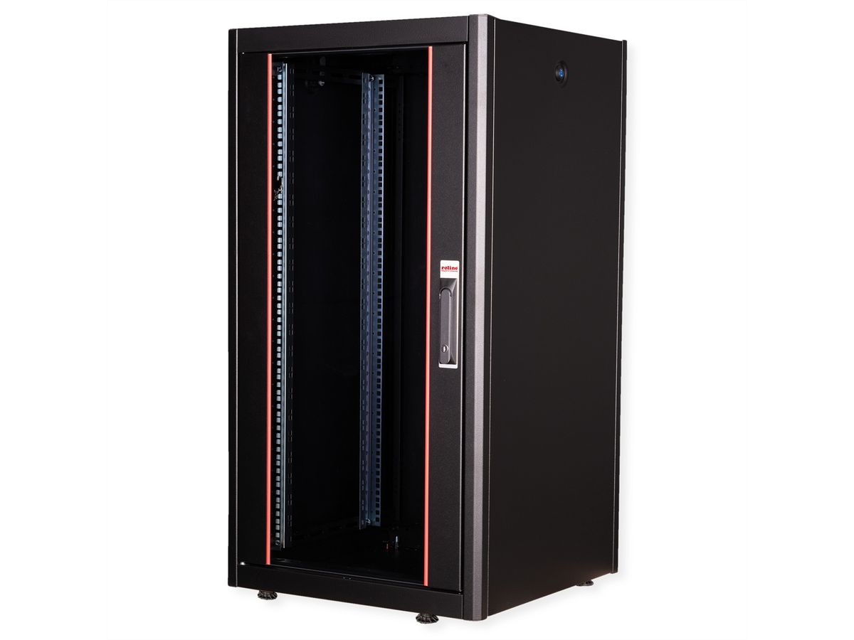 ROLINE 19-inch network cabinet Basic 22 U, 600x600 WxD Glass door black