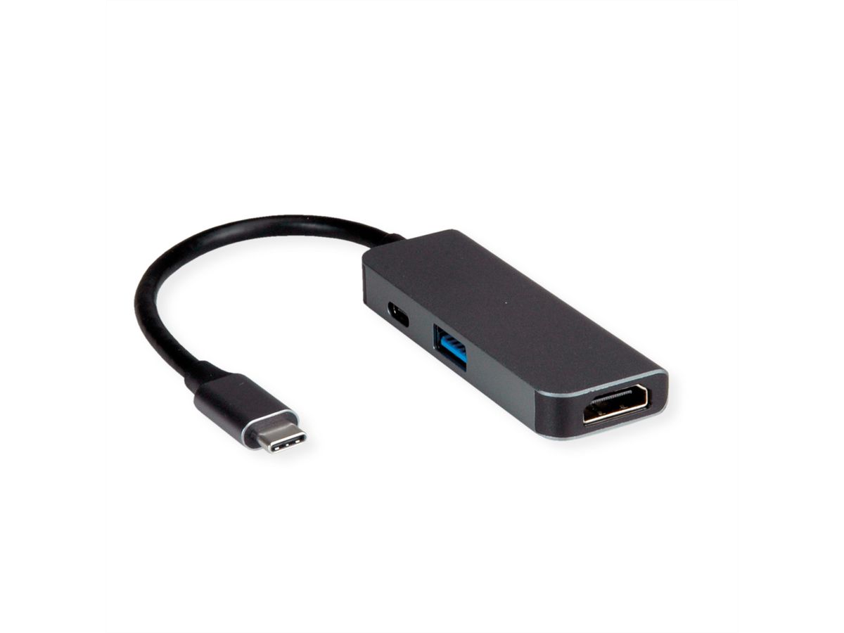 VALUE Type C - HDMI Adapter, M/F, 1x USB 3.2 Gen 1 A, 1x Type C (Power Delivery)