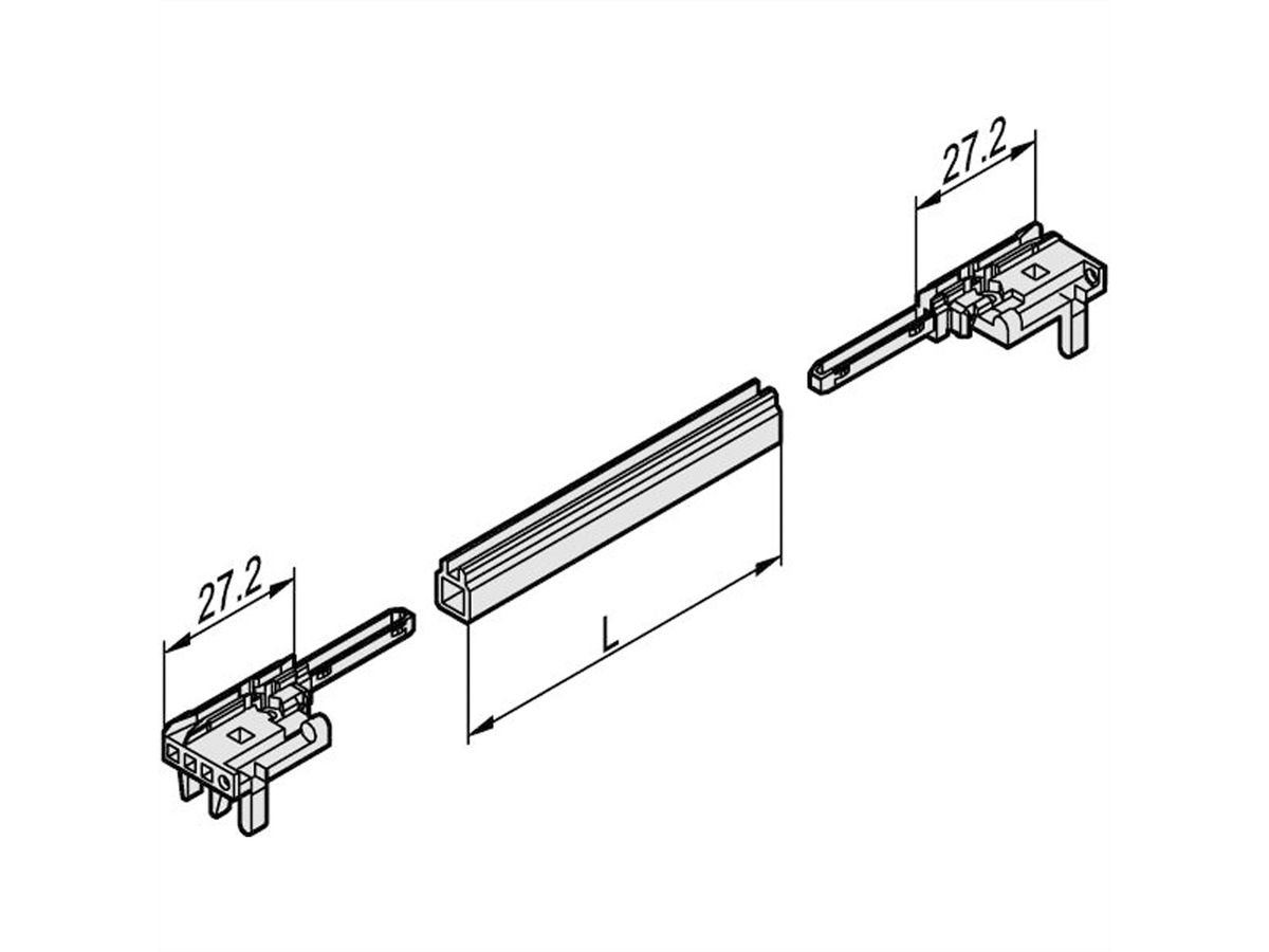 SCHROFF Guide Rail Multi Piece, Mid-Piece, Aluminium Extrusion, 160 mm, 2.5 mm Groove Width, Silver, 10 Pieces