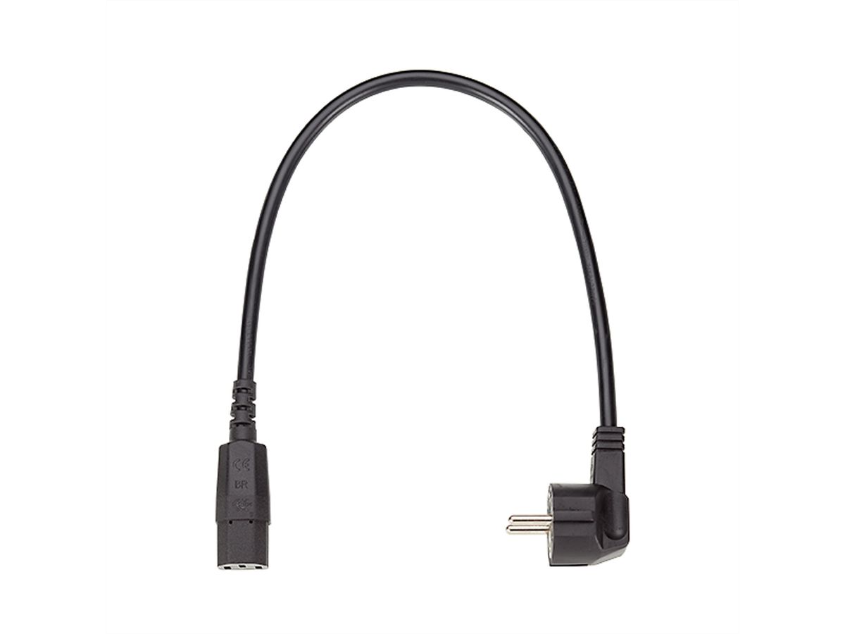 BACHMANN mains cable, straight IEC socket, black, 0.75 m