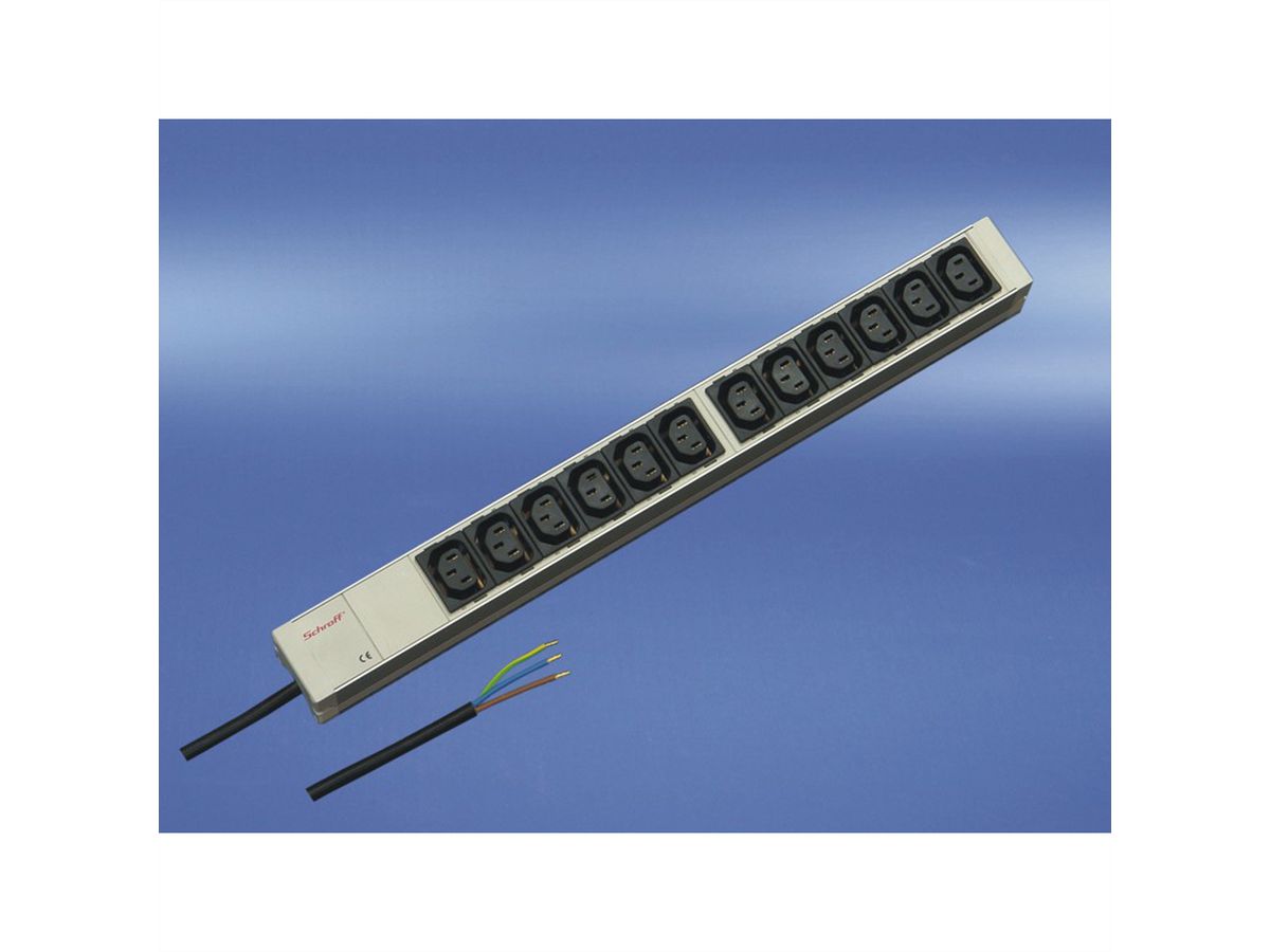 SCHROFF Socket Strip, IEC C13 With Open End Connection Cable, 12x IEC C13, 19"