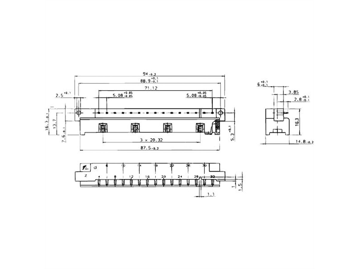SCHROFF Stekker Type H, EN 60603, DIN 41612, Mannelijk, 15 Contacten, Stiftlengte 2,9 mm
