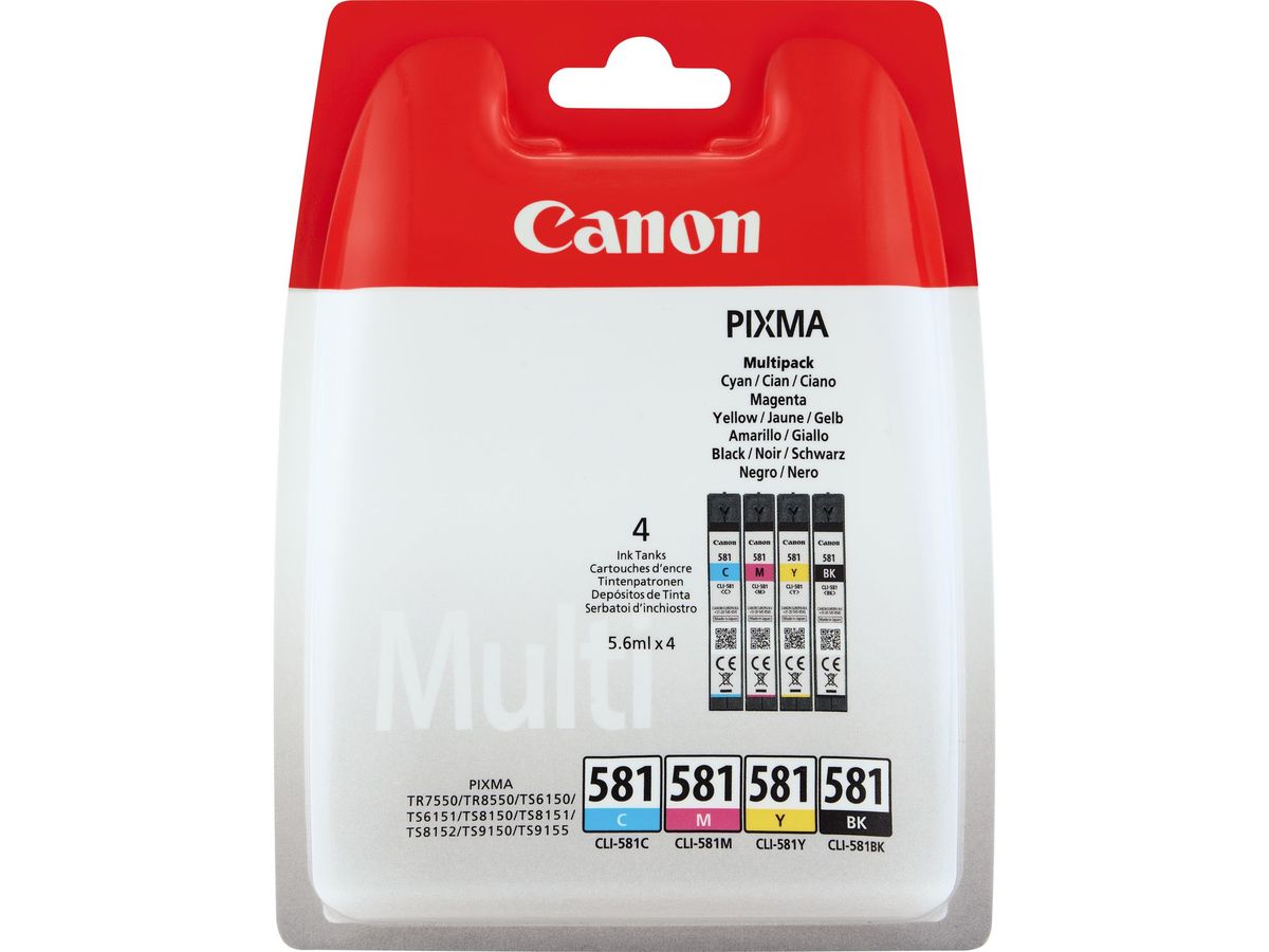 Canon CLI-581 Multipack 5.6ml 5.6ml Zwart, Cyaan, Magenta, Geel inktcartridge
