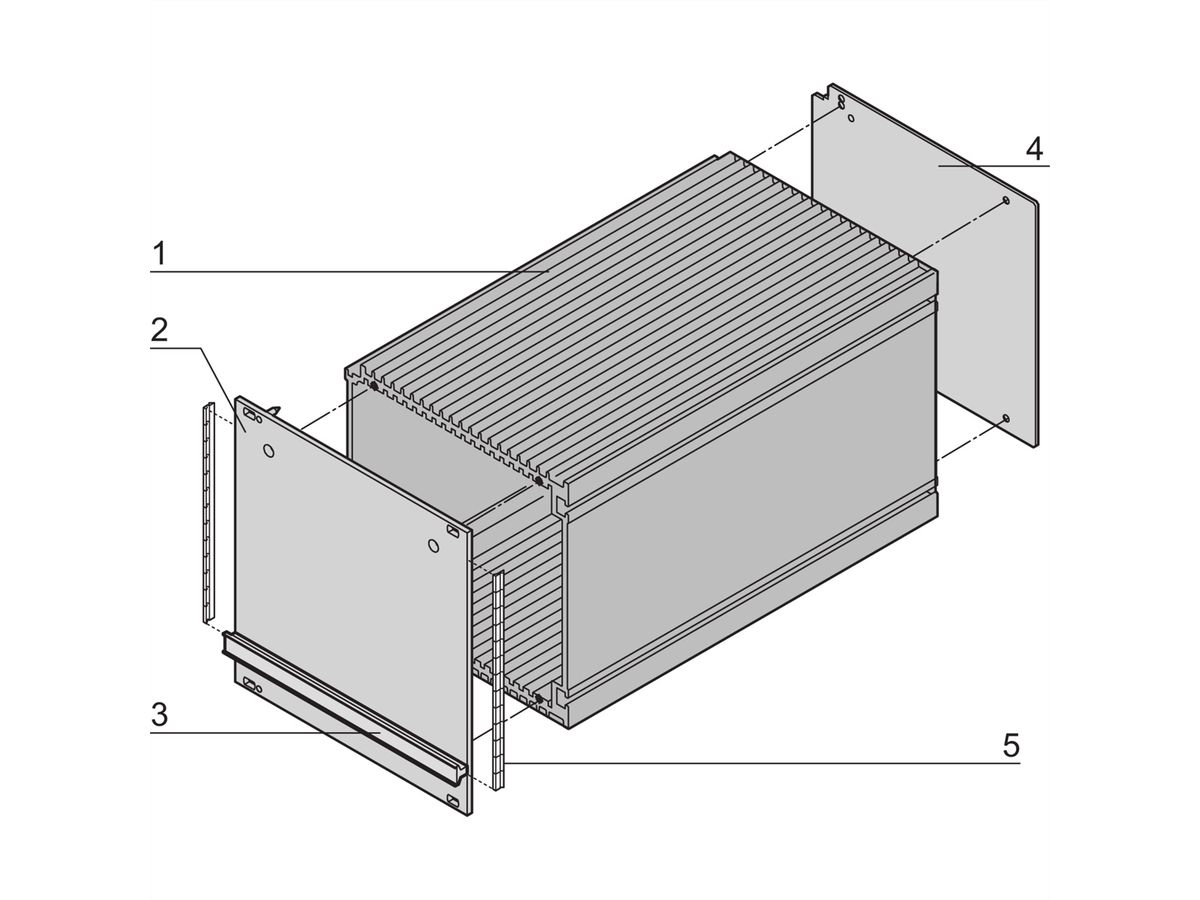 SCHROFF Insteekbare frame-eenheid buizenset, afgeschermd, 3 HE, 7 HE, 227 mm