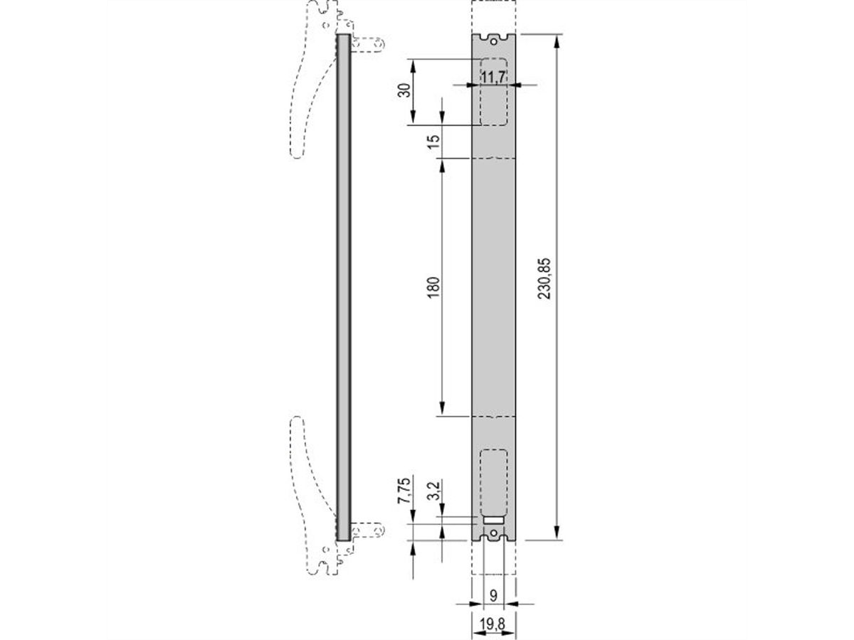 SCHROFF Plug-In Unit U-Profile Front Panel for XL Handle, 6 U, 4 HP, 2.5 mm, Al, Front Anodized, Rear Conductive