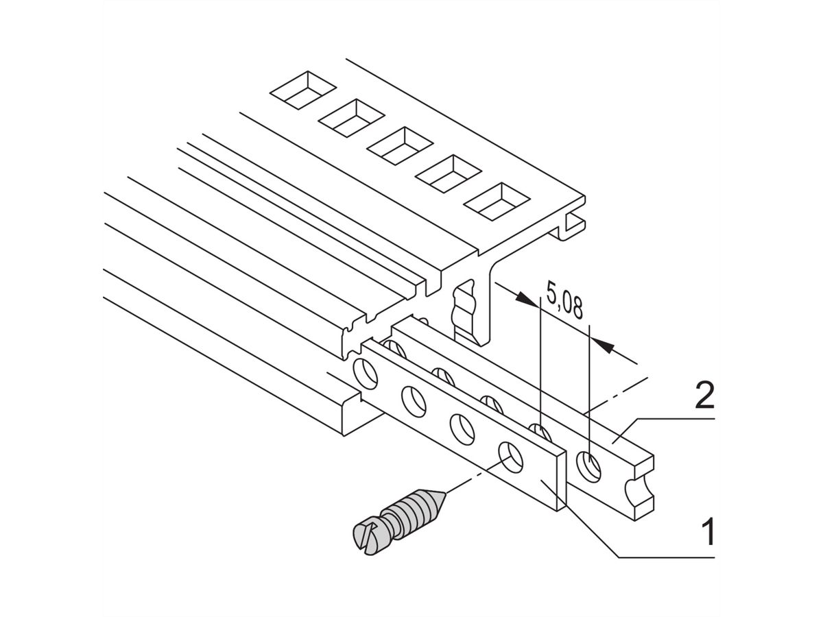 SCHROFF horizontale rail geperforeerde strip, 20 PK