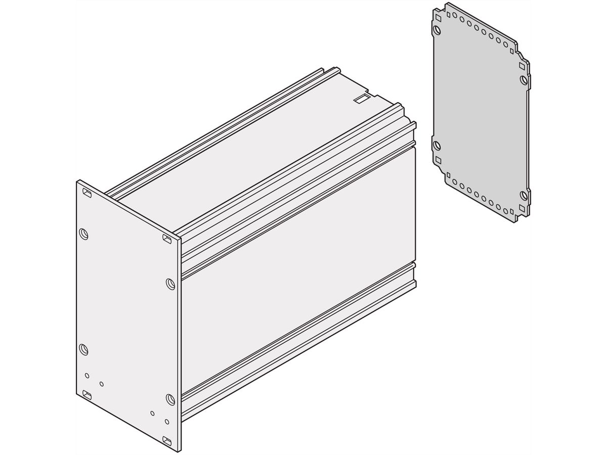 SCHROFF Frame Type Plug-In Unit Rear Panel, Plain, 6 U, 12 HP