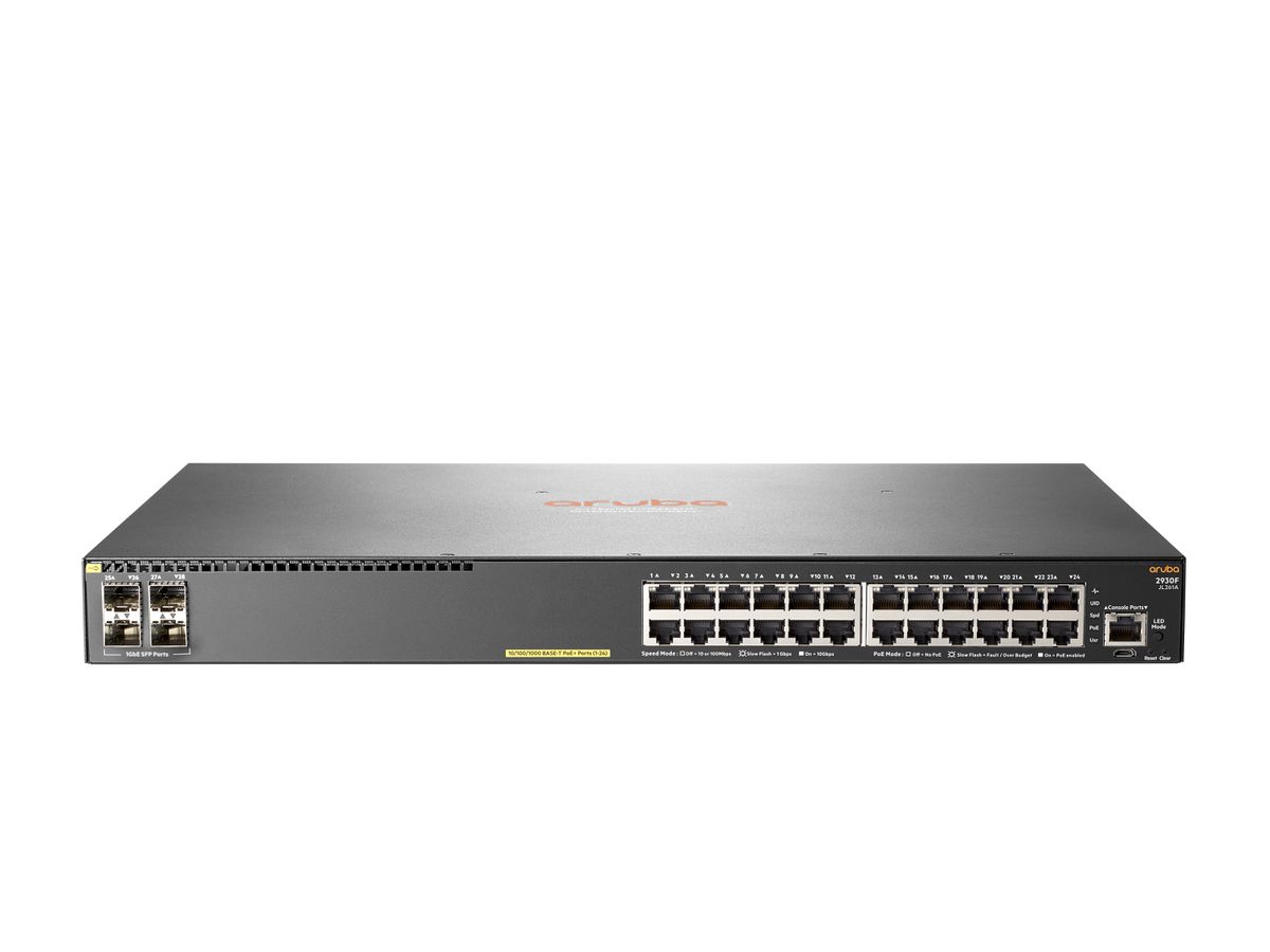 Hewlett Packard Enterprise Aruba 2930F 24G PoE+ 4SFP Managed L3 Gigabit Ethernet (10/100/1000) Grijs 1U Power over Ethernet (PoE)