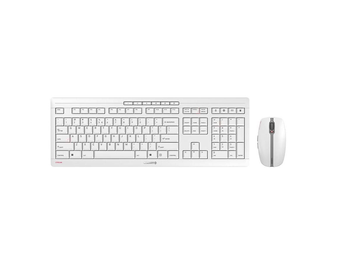 CHERRY Stream Desktop Recharge keyboard Mouse included Universal RF Wireless QWERTY English Grey