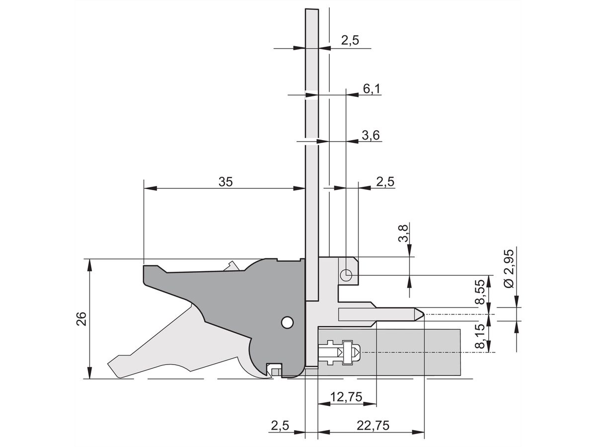 SCHROFF Inserter/Extractor handgreep type IEL, zwarte hendel, grijze knop, top, 10 stuks