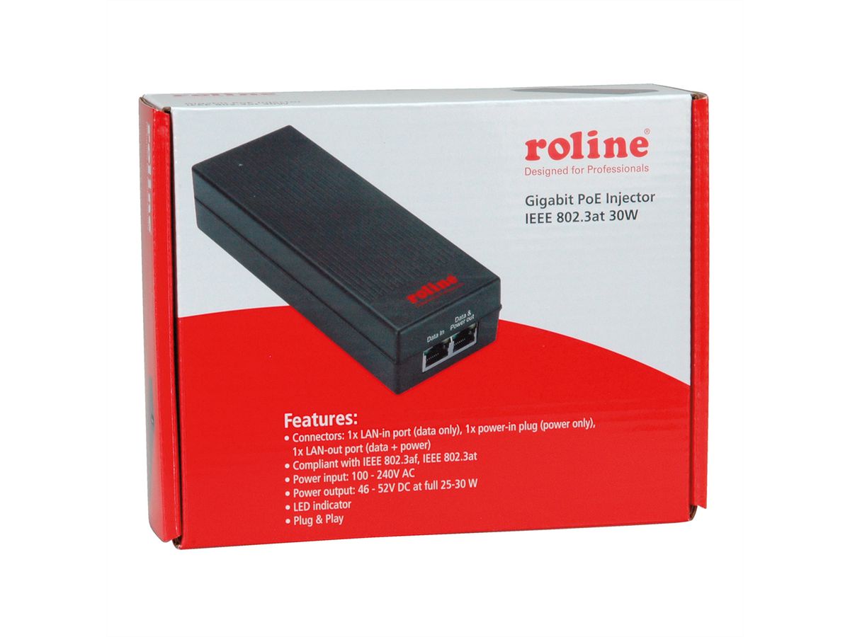 ROLINE Gigabit Ethernet PoE Injektor, 4 Ports - SECOMP Electronic  Components GmbH