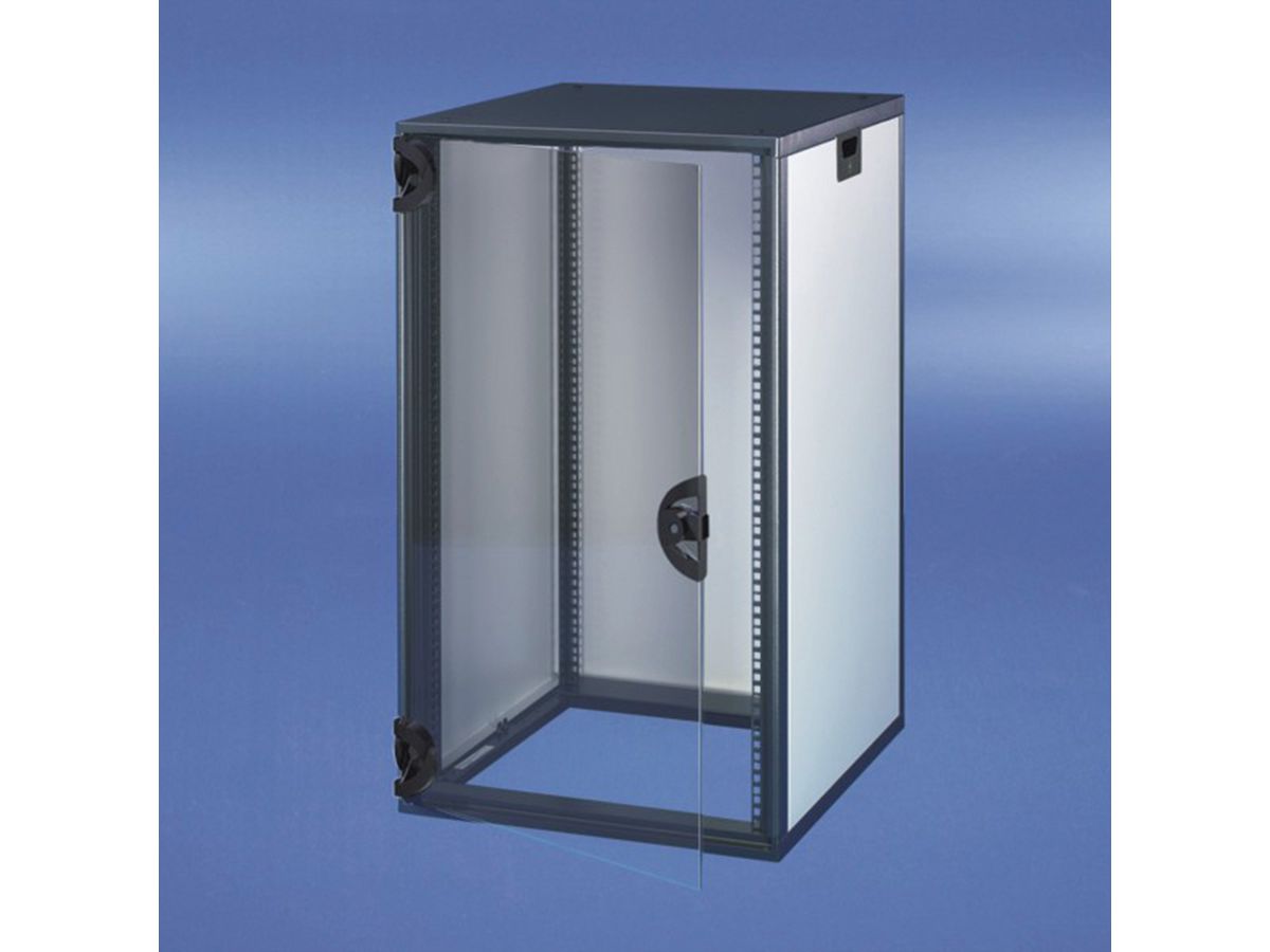 SCHROFF Novastar Cabinet With Glazed Door and Rear Panel, Slim-Line, RAL 7021/7035, 945H 553W 600D, Slim-Line