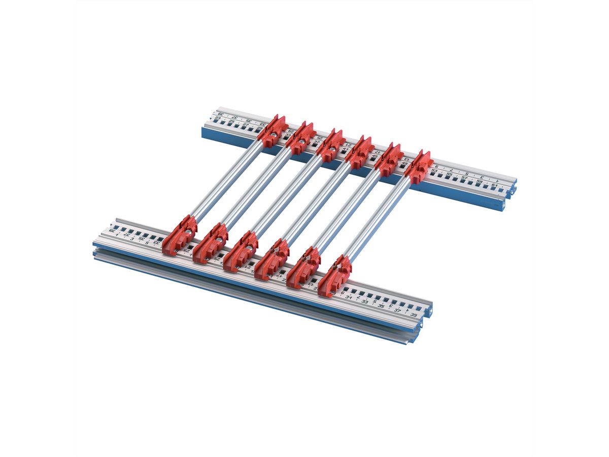SCHROFF geleiderail eindstuk, standaardtype, PC, groefbreedte 2 mm, rood