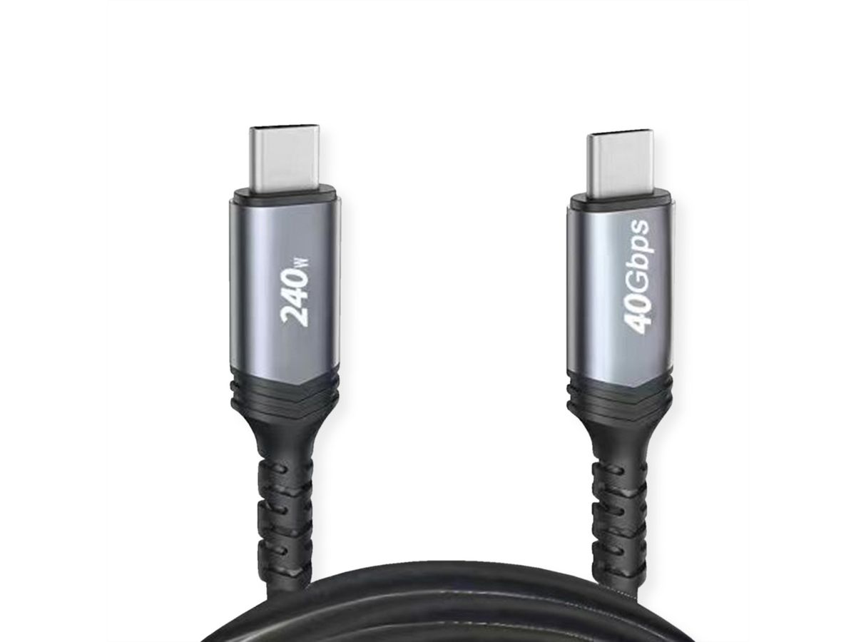VALUE USB4 Gen3x2 Kabel, C-C, M/M, 40Gbit/s, 240W , zwart, 0,5 m