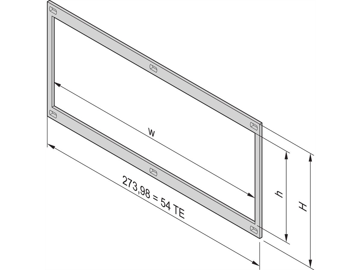 SCHROFF Frontframe, niet-afgeschermd voor horizontale bordenmontage, 3 HE, 20 HE, lange lip