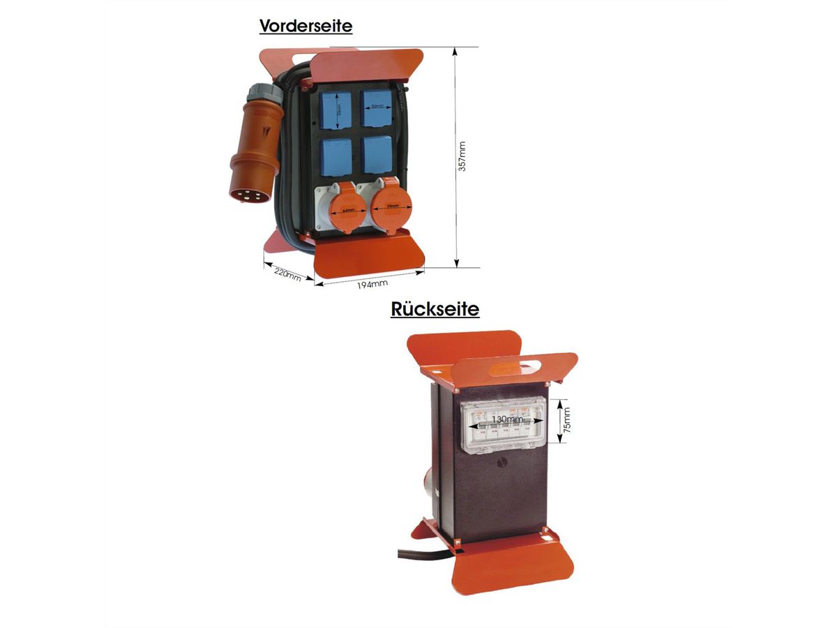 BACHMANN power distributor 400V CEE 2m, 1x16A 5p400V 1x32A 5p400V 4protective contacts