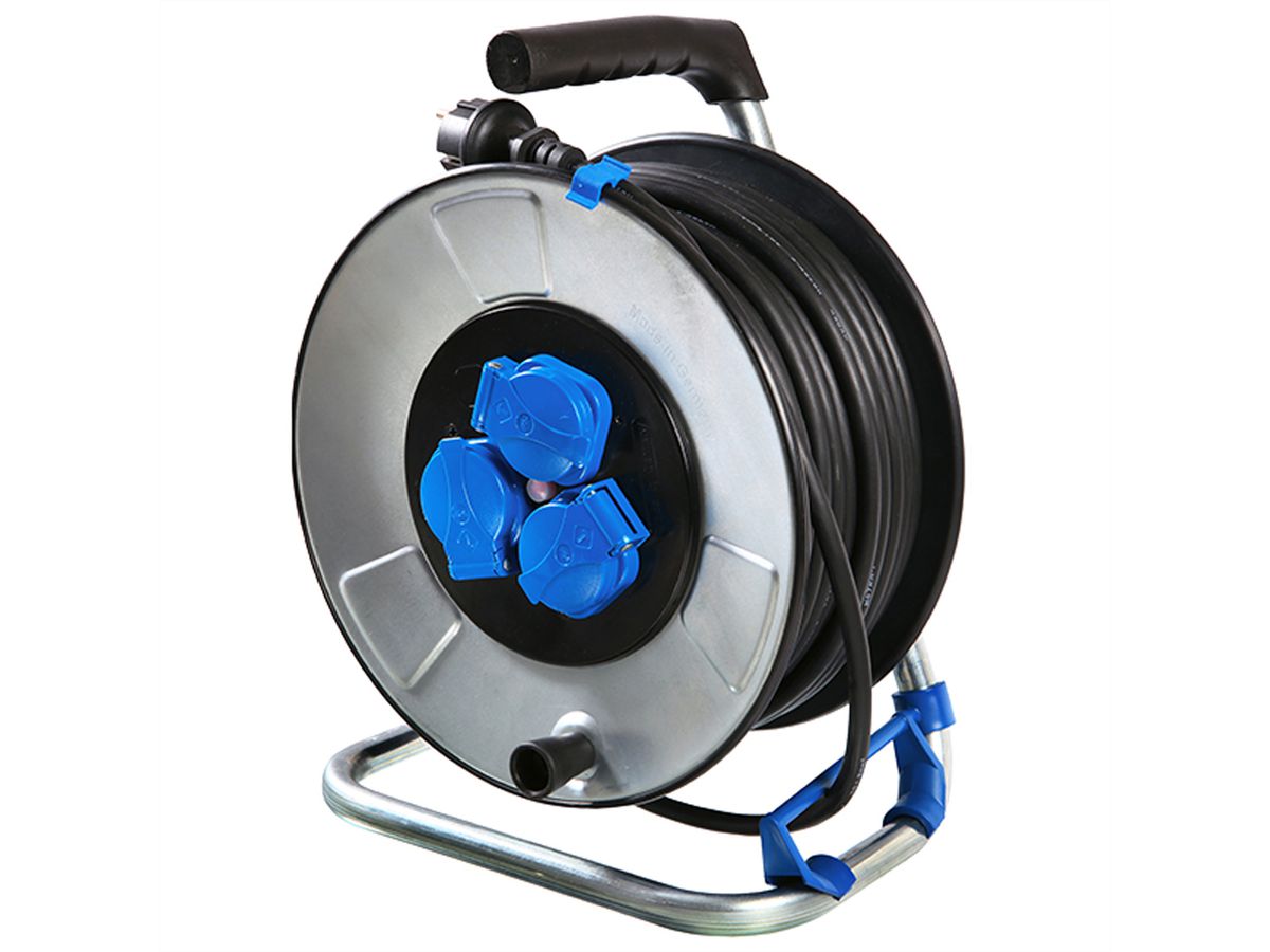 BACHMANN sheet steel cable reel 3-f. 40m, H07RN-F 3G1.5mm, IP44