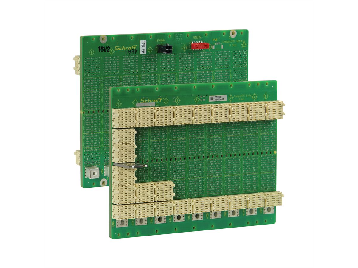 SCHROFF CPCI Serial Backplane, 3 U, 9 Slot, System Slot Left, Single Star, Without RIO