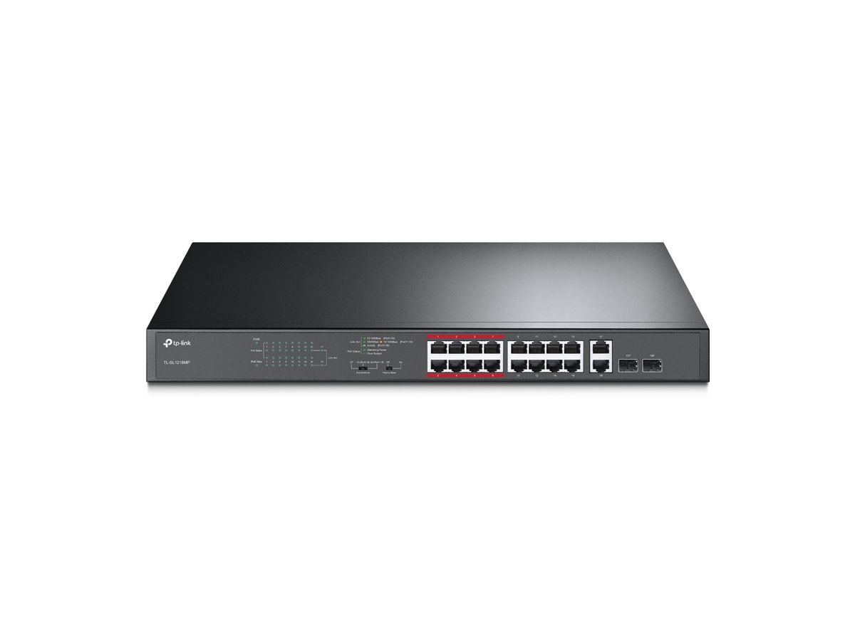 TP-Link TL-SL1218MP network switch Unmanaged Gigabit Ethernet (10/100/1000) Power over Ethernet (PoE) Black
