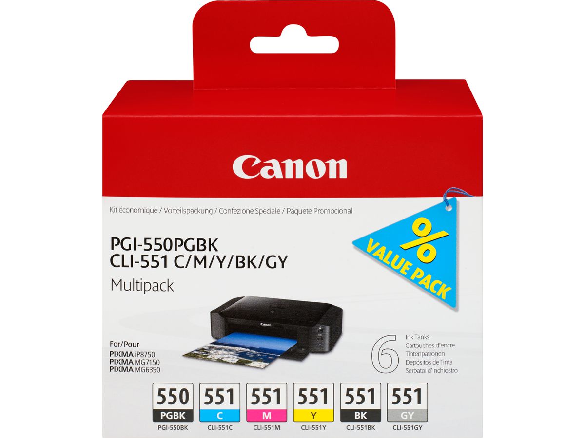 Canon 6496B005 inktcartridge 6 stuk(s) Origineel Foto zwart, Foto cyaan, Foto grijs, Foto magenta, Zwart, Fotogeel