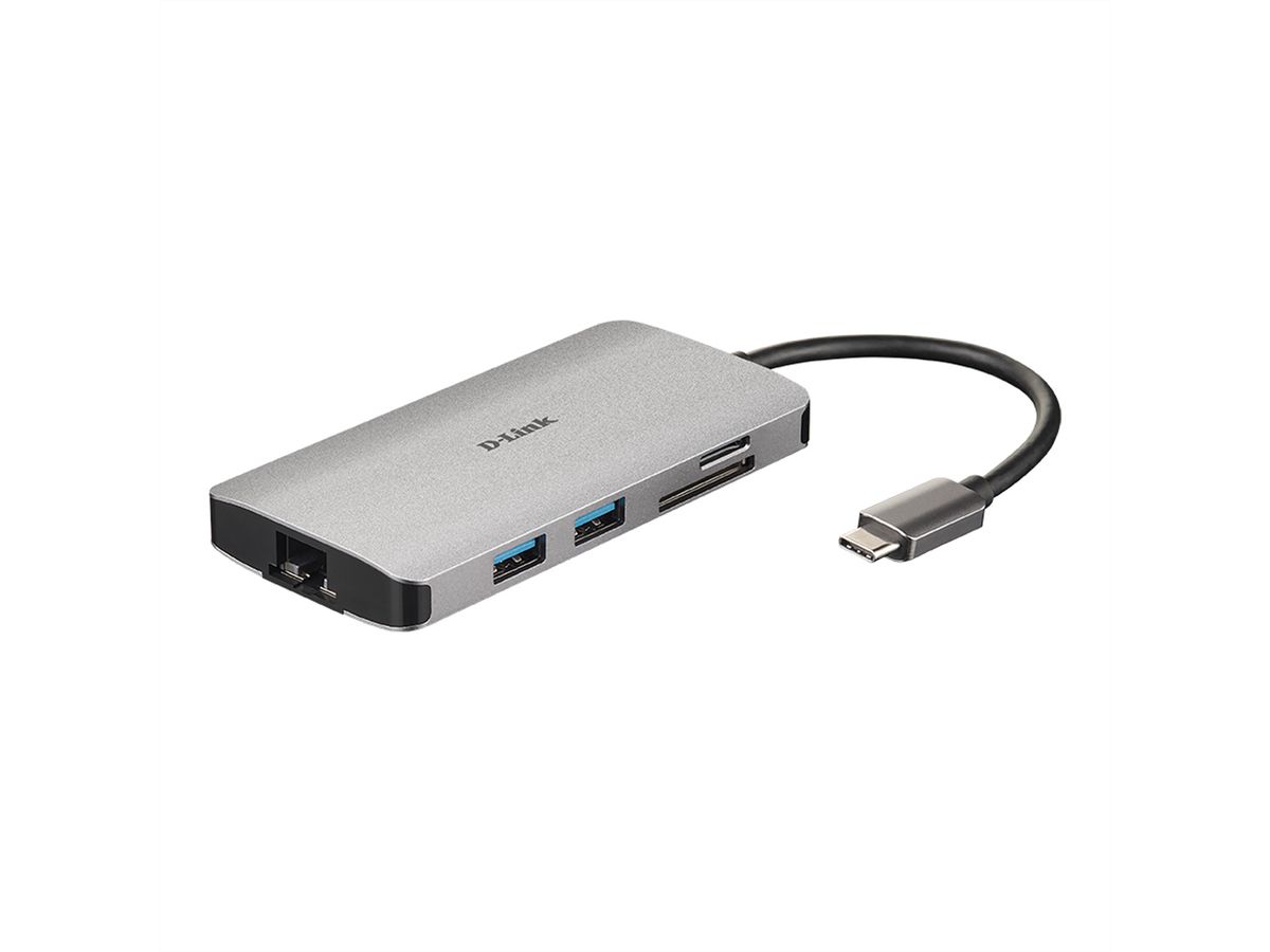 D-Link DUB-M810 USB-C 8-poorts USB 3.0 Hub HDMI, Ethernet, kaartlezer, voeding