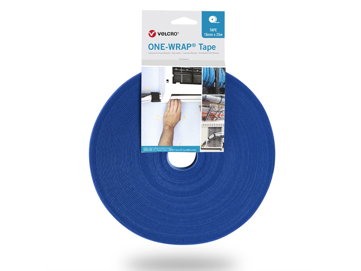 VELCRO® One Wrap® Tape 25 mm breed, blauw, 25 m