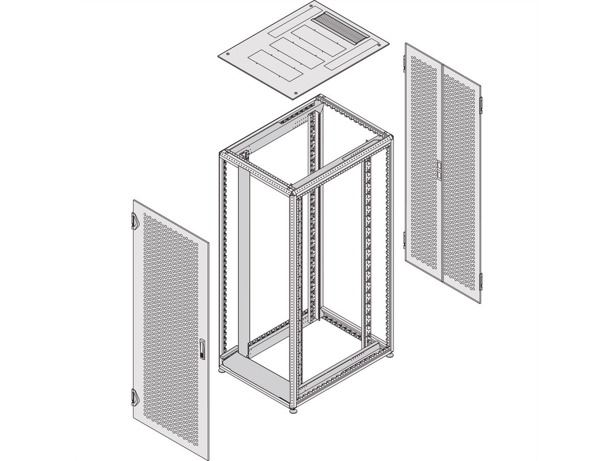 SCHROFF Varistar Server Cabinet, RAL 7021, Side-by-Side, 52 U, 2450H, 600W, 1000D