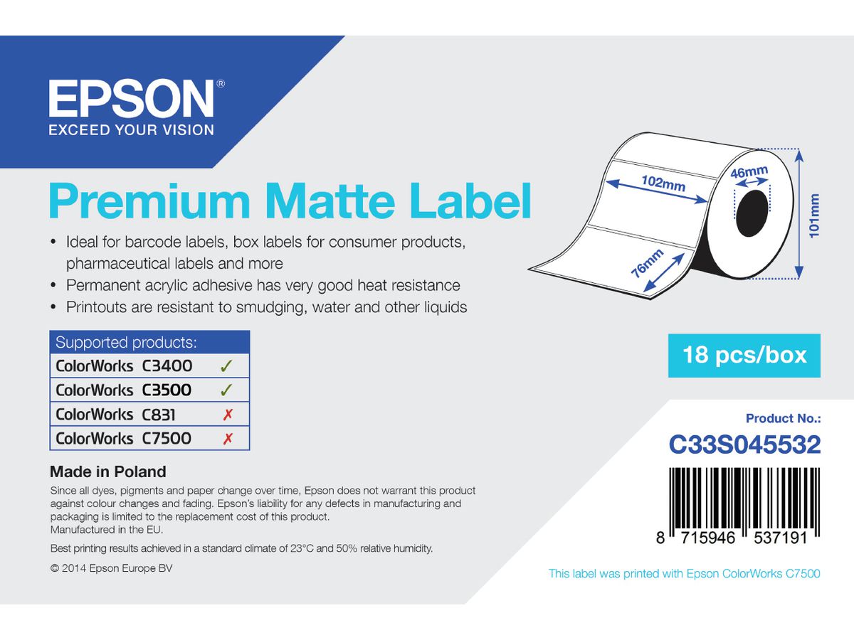 Epson Premium Matte Label Wit