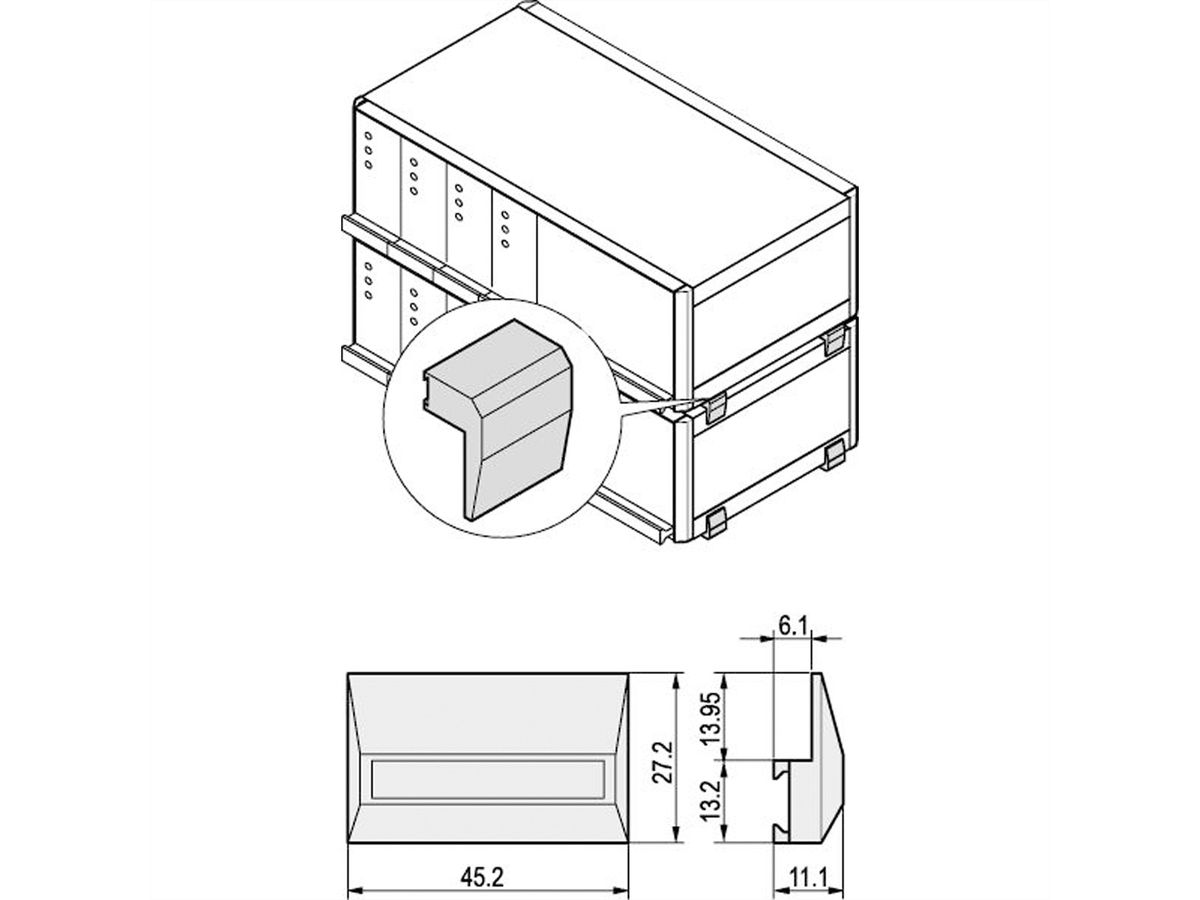 SCHROFF stapelhulp kit voor RatiopacPRO/-Air case of Interscale, RAL 7016