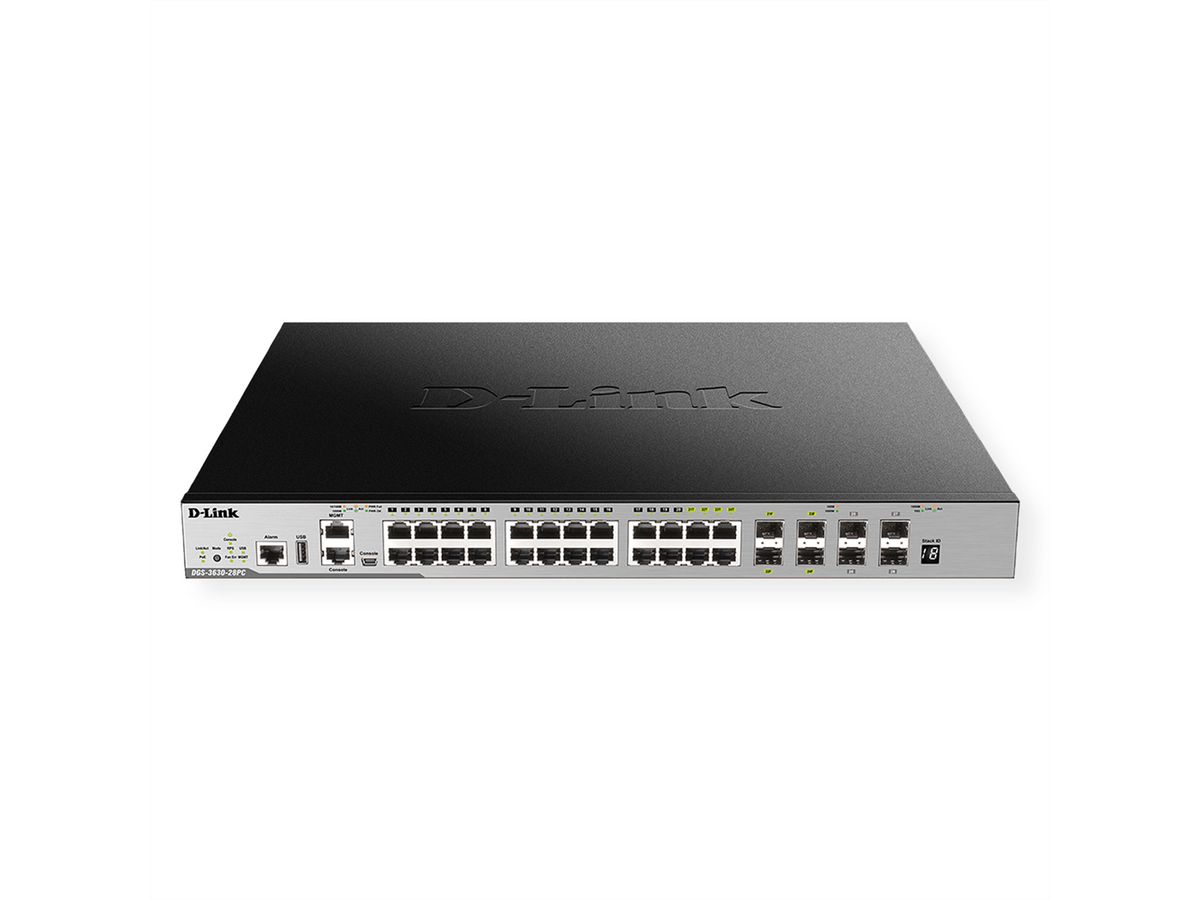 D-Link DGS-3630-28PC/SI/E 28-Poorts Layer 3 Gigabit PoE Stack Switch (SI)