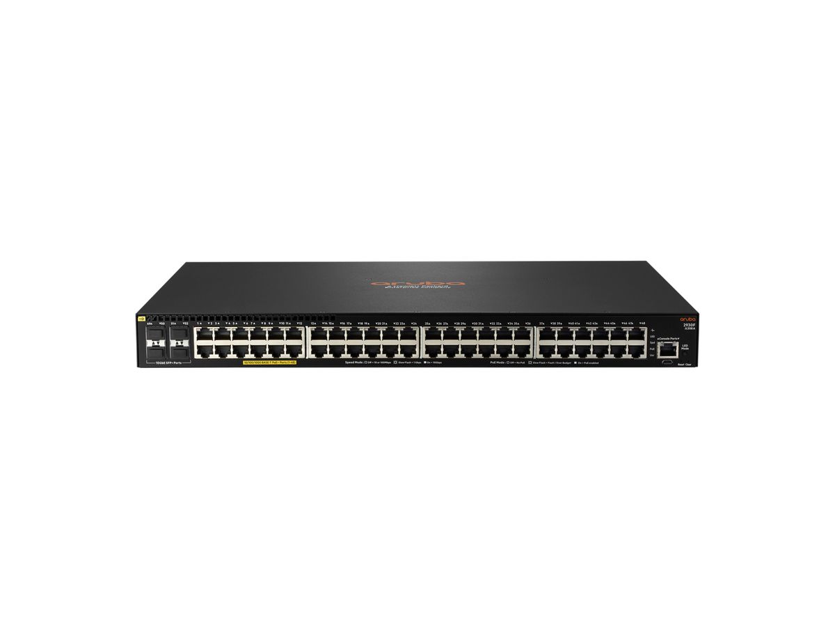 Hewlett Packard Enterprise Aruba 2930F 48G PoE+ 4SFP+ 740W Managed L3 Gigabit Ethernet (10/100/1000) Power over Ethernet (PoE) 1U Zwart