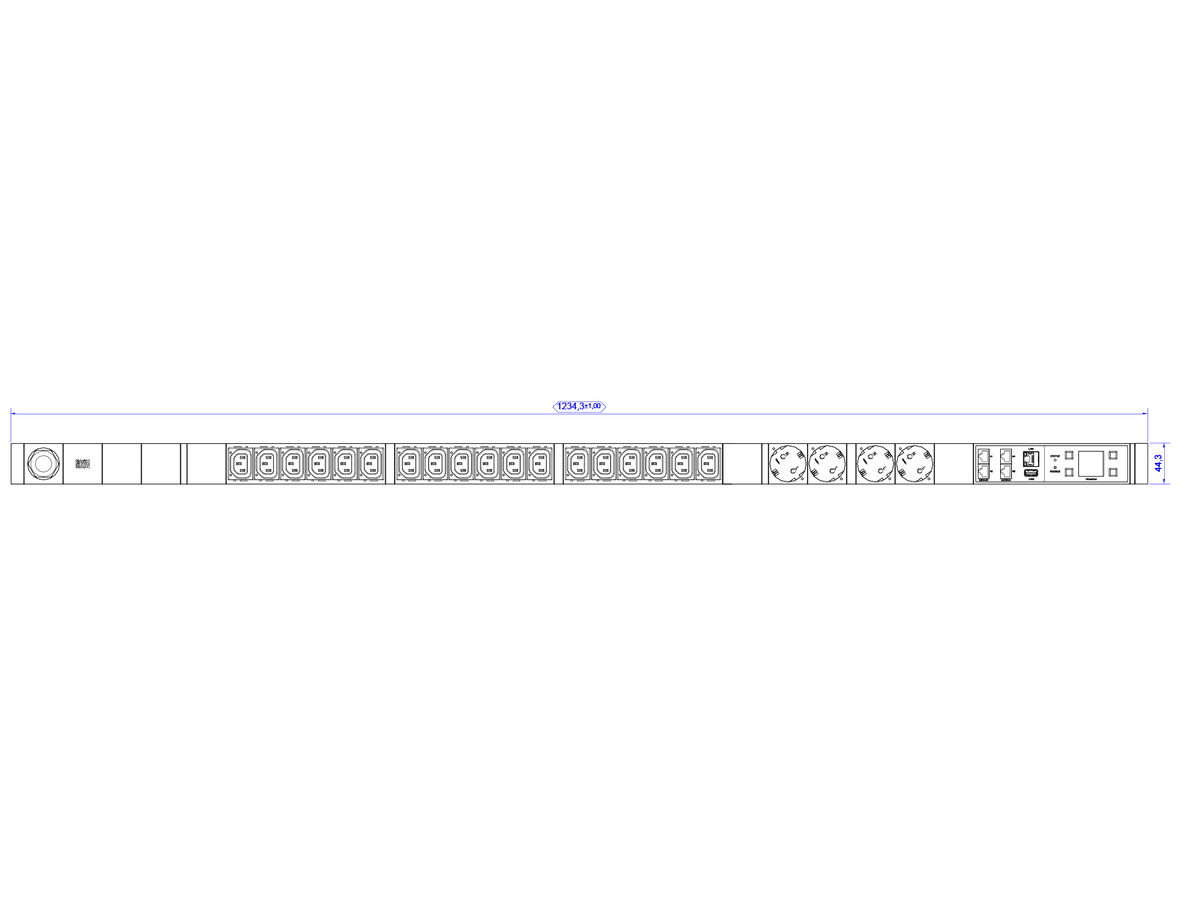BACHMANN BN7000 18xC13 4xCEE7/3, Measurement per phase, sockets switchable