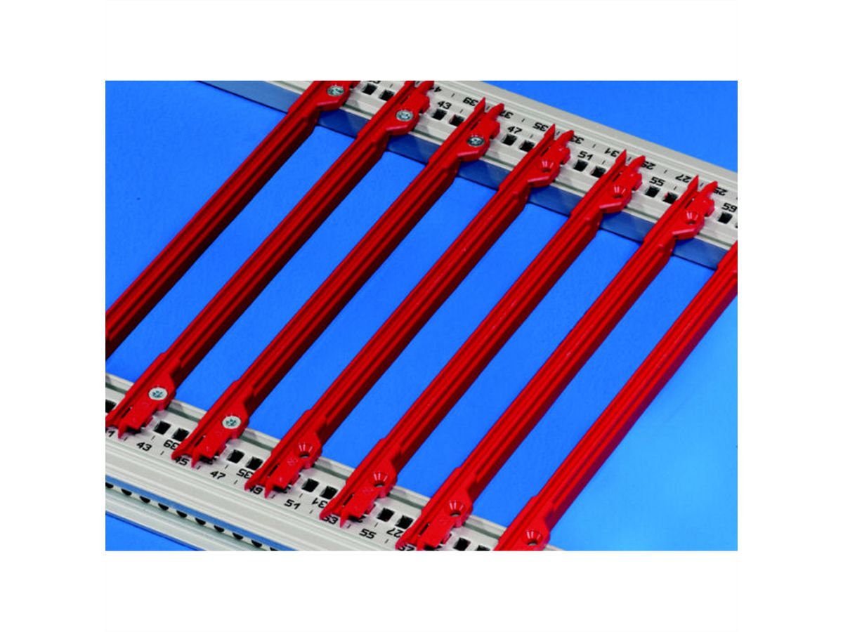 SCHROFF geleiderail, 4,4" PCB type, kunststof, 160 mm, 2 mm groefbreedte, rood, 10 stuks